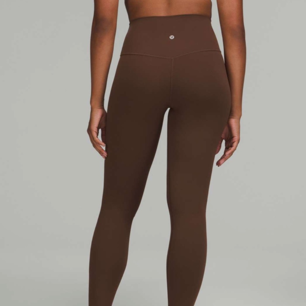 Brown Lululemon Align Set: High-Rise Pant 28" 8 + Energy Bra 6 - JAVA